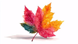 五彩斑斓枫叶水彩画