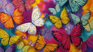 梦幻多彩蝴蝶群舞画面