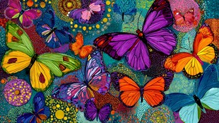 多彩蝴蝶梦幻艺术插画