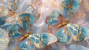 梦幻蓝金蝴蝶艺术图景