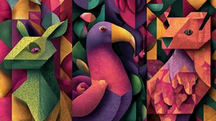 多彩立体动物折纸艺术