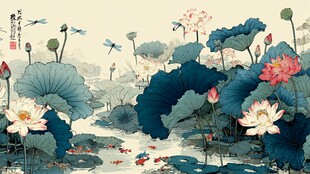 水墨荷塘图