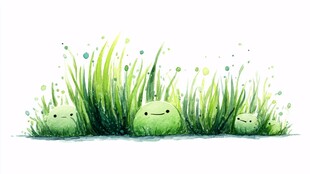 草丛中的萌趣绿色小精灵