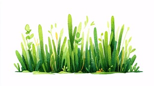 水彩绘就的清新草地