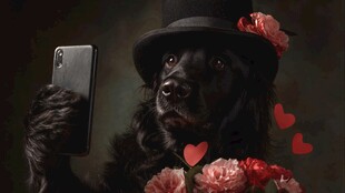 萌犬戴帽自拍超可爱