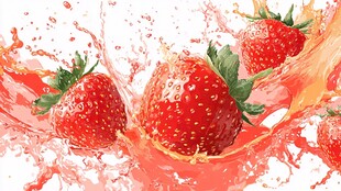 草莓果汁飞溅的美妙瞬间