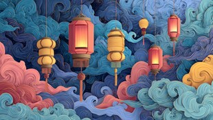 梦幻云间挂彩灯