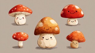 可爱蘑菇卡通形象集合