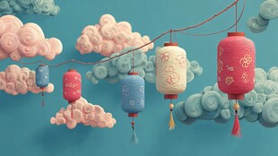 云端挂灯笼 尽显中式浪漫