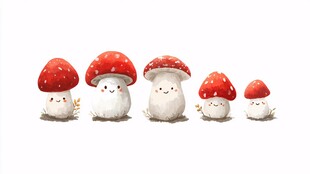可爱蘑菇家族插画