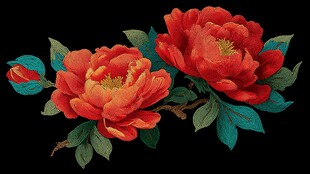 艳丽牡丹花卉图案