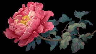 娇艳盛开的粉色牡丹花