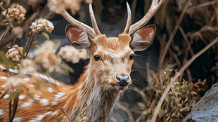 林间梅花鹿特写