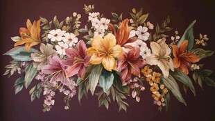 绚丽花卉墙绘图案展示