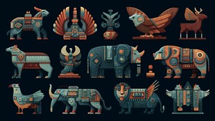 多彩立体动物图案设计