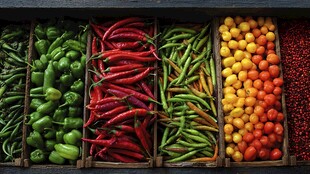 多彩新鲜蔬菜陈列展示