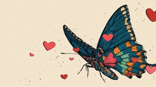 蝴蝶携爱心飞舞