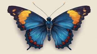 梦幻蓝黄相间美丽蝴蝶