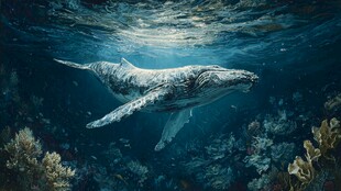 深海中悠游的巨大座头鲸