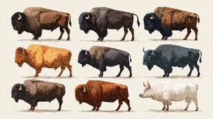 多样野牛插画集合