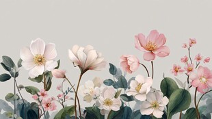 春日花卉插画 清新柔美