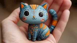 手心里的可爱彩绘小猫