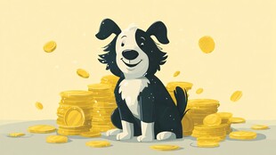 小狗坐拥金币财富满满