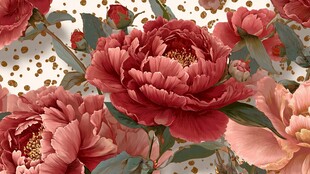 复古风牡丹花卉图案设计