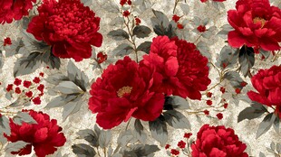 红色牡丹花卉图案背景