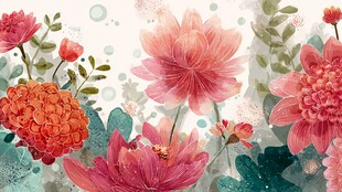 水彩花卉插画 缤纷自然美