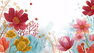 梦幻花卉边框插画背景图