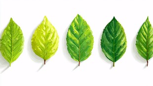 五片嫩绿叶片的清新展示