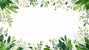 绿叶花卉边框背景图