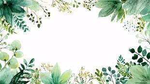 绿叶花卉边框清新背景图