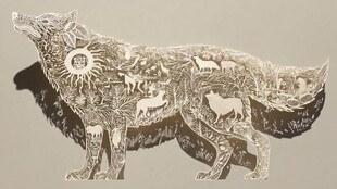 狼形图腾艺术剪影