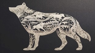 镂空狼形艺术作品