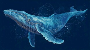 梦幻蓝色鲸鱼插画艺术