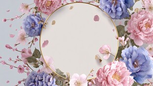 花卉环绕的圆形梦幻背景