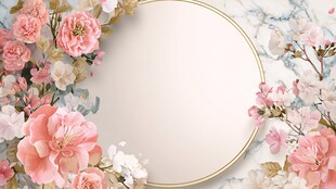 粉色花卉环绕的优雅边框