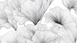 银杏叶黑白线条装饰图案