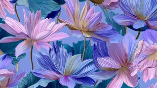 梦幻多彩花卉图案背景