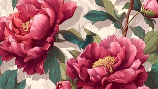 复古风绽放的娇艳牡丹花