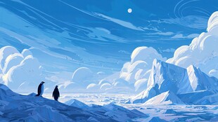 雪境双企鹅的静谧时刻