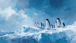 冰原上的企鹅群