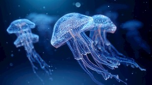 梦幻水母在深海中游动