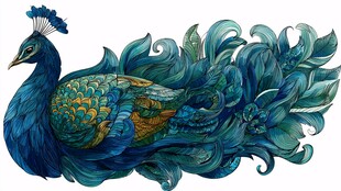 华丽蓝孔雀插画