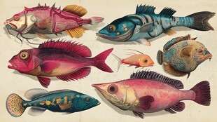 多彩奇幻鱼类插画展示