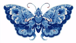 青花瓷蝴蝶图案精美装饰