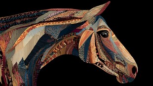 多彩几何风马头艺术图像