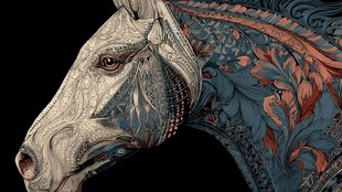 梦幻花纹装饰马头艺术图